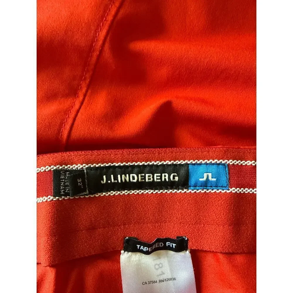 J. Lindeberg Men’s Tapered Light Poly Golf Shorts 11” Inseam Red Size 32 EUC